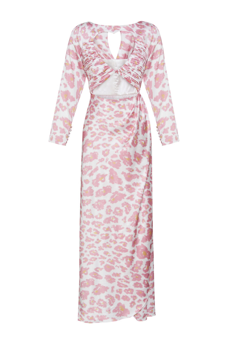 Poppy Cut-Out Satin Maxi Evening Dress