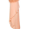 Isla Dress – Asymmetric Feather-Trimmed Chiffon Maxi Dress