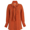 Fonda Tie-Neck Shirt in Rust – Vegan Cupro, OEKO-TEX®