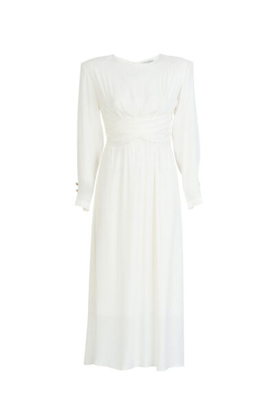 Thriller Midi Dress with Draped Waist Detail