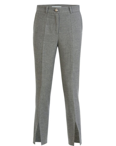 Tina Tailored Grey Wool Trousers with Front Slit Detail