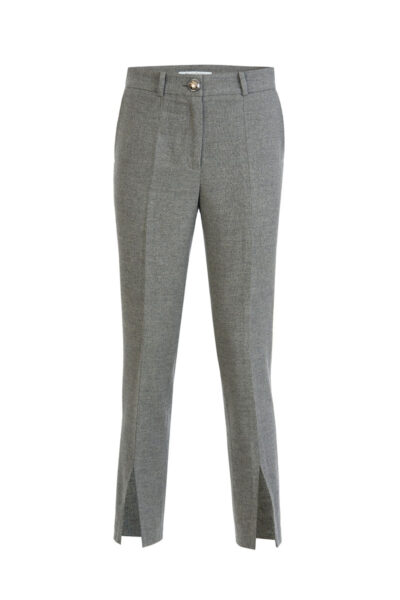 Tina Tailored Grey Wool Trousers with Front Slit Detail