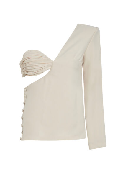 Franklin Top – Sculptural One-Shoulder Crepe Top