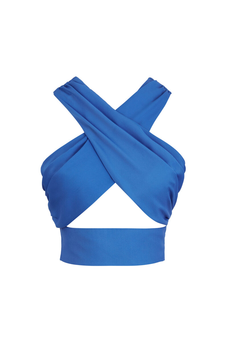 Tanya Top â€“ Crossover Halter Top with Cut-Out Detail