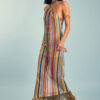 Tulani Halterneck Fringe Maxi Dress in Multicolor Knit