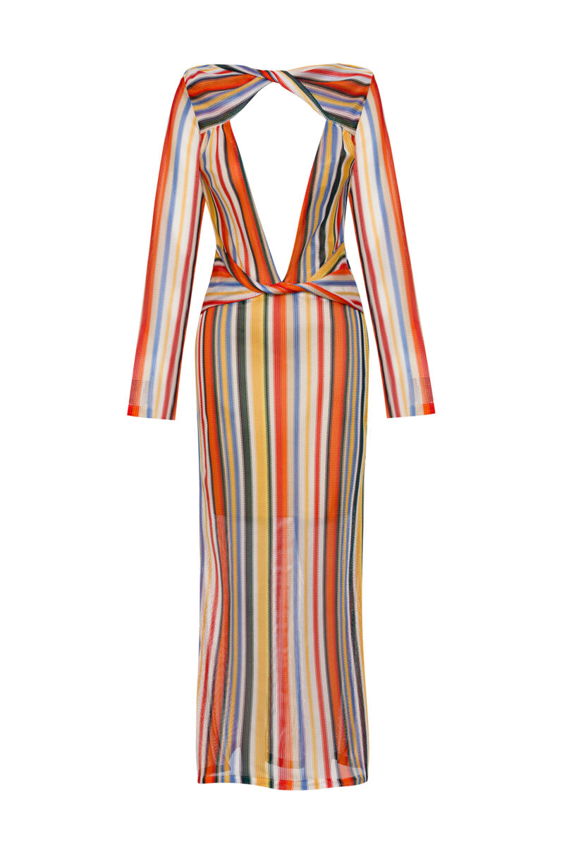 Serena Knit Maxi Dress with Twist Front & Plunge Neckline