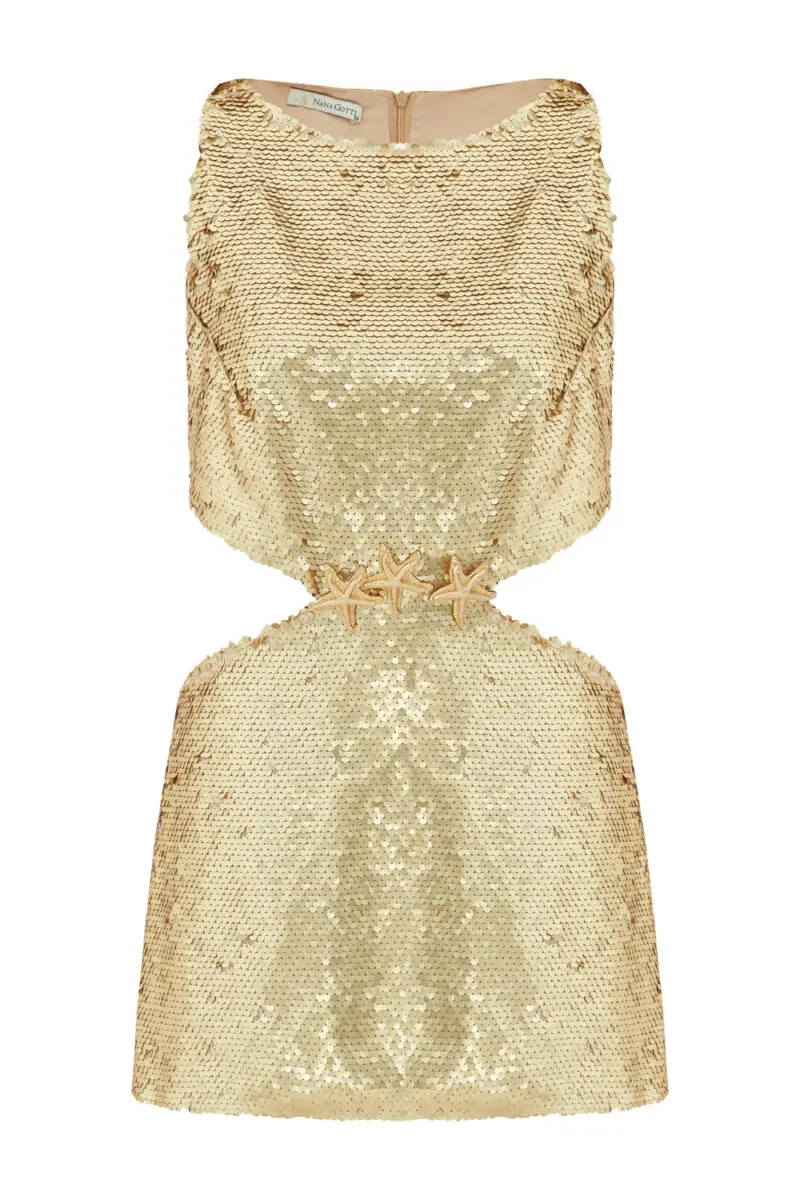 Cressida Gold Sequin Cut-Out Mini Dress