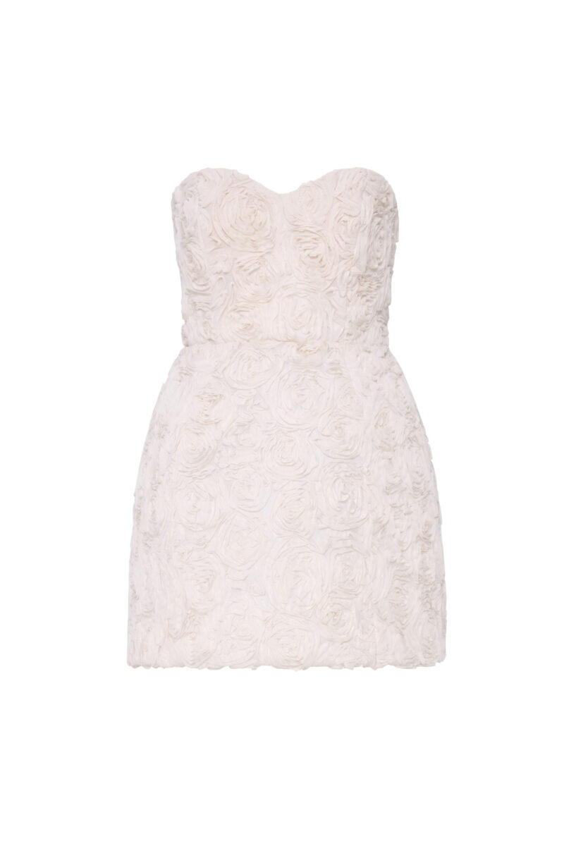 Lily Strapless Ivory Floral Mini Dress