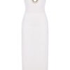 White Strapless Midi Dress with Gold Detail | Nana Gotti