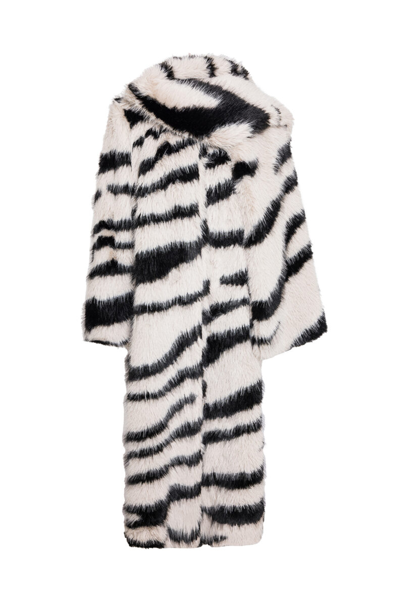 Chelsea Black and White Faux Fur Coat - Zebra Print Statement Coat