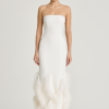 Gaia Feather-Embellished Strapless Bridal Gown