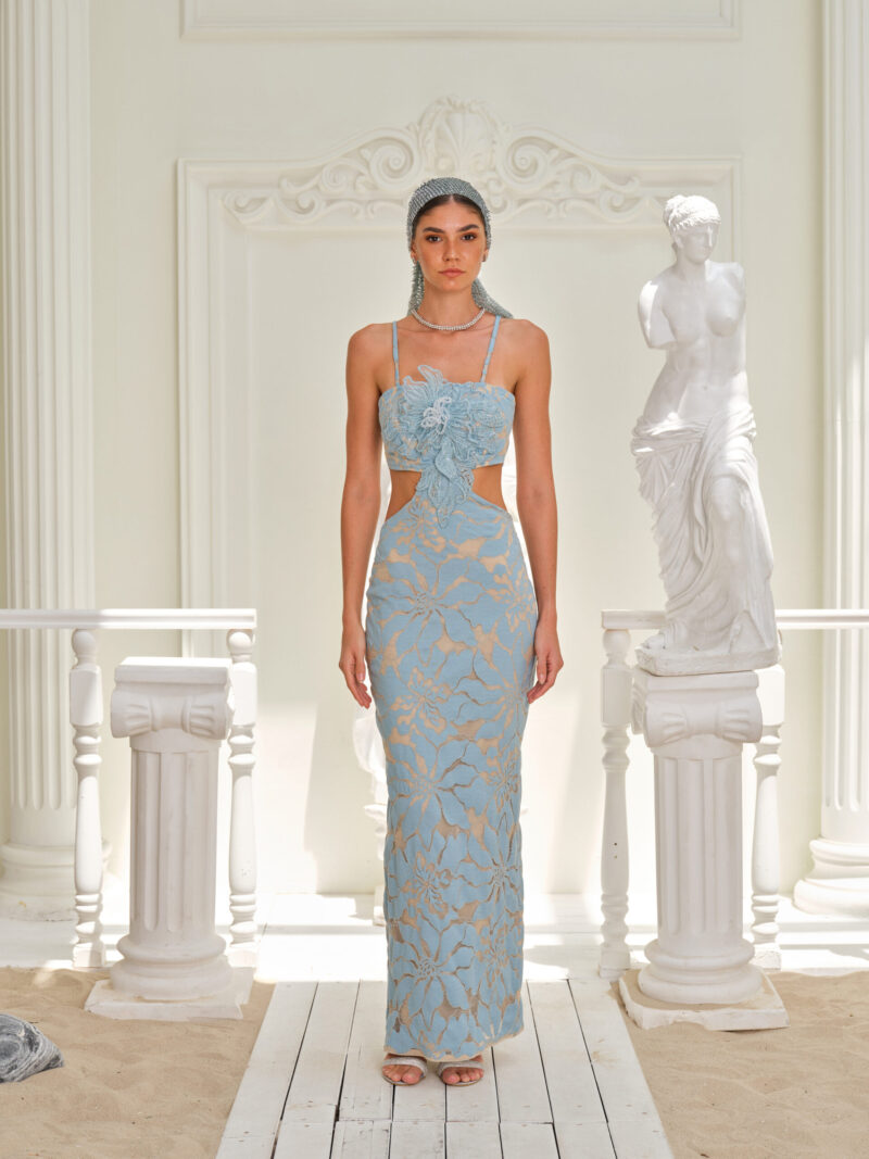 Zeyna Dress – Beaded Embroidered Tulle Maxi Dress