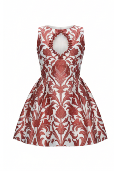 Caia Dress – Jeweled Cut-Out Twill Satin Mini