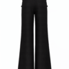 Black Orchid Pants – Crepe Wide-Leg Trousers with Button Detail