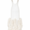 Adeline Halter Crepe Gown with Feather Hem