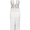 Liora Dress – Ivory Sequin Halter Fringe Gown