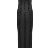 Kristy Strapless Crepe Maxi Dress with Beaded Fringe