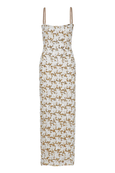 Solana Ivory & Gold Sequin Embellished Maxi Dress