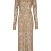 Lia High-Neck Nude Lace Midi Dress
