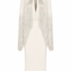 Bianca Fringe Cape Crepe Evening Gown