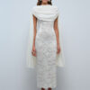 Zafira Dress – White Lace Cape Midi Gown