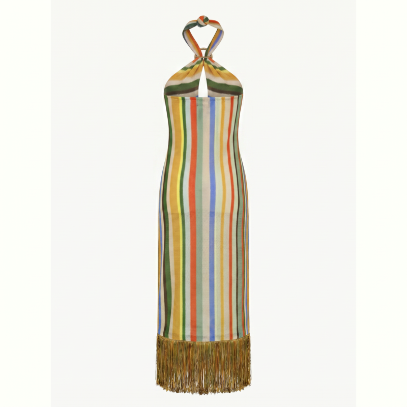 Tulsa Stripe Fringe Maxi Dress