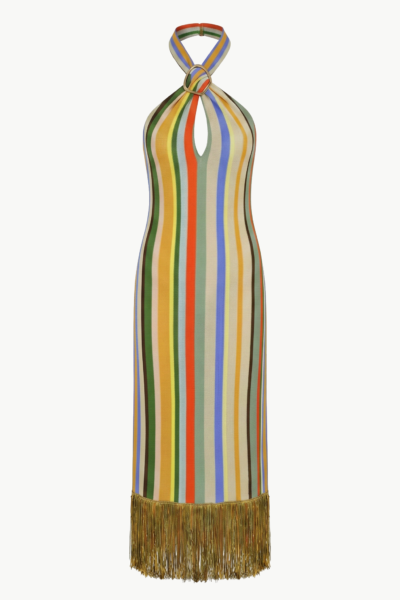 Tulsa Stripe Fringe Maxi Dress