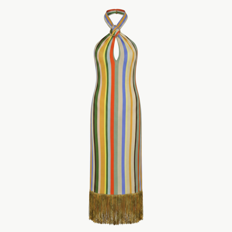 Tulsa Stripe Fringe Maxi Dress