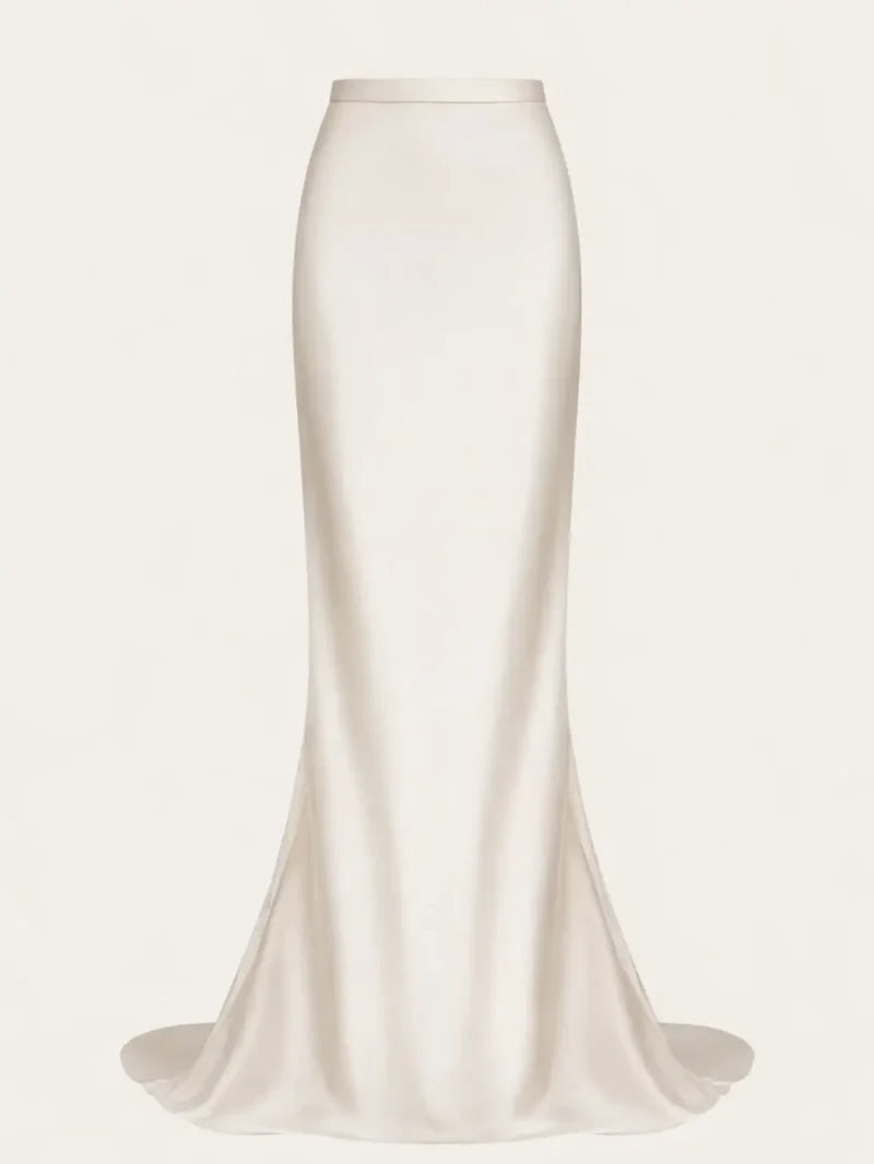 Annabelle Skirt – Satin Mermaid Maxi Skirt with Train