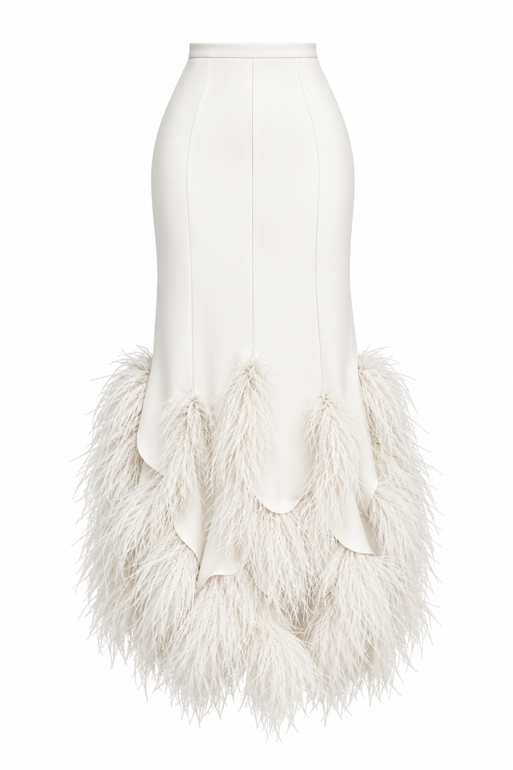 Alina High-Waisted Feather Crepe Skirt – Off-White
