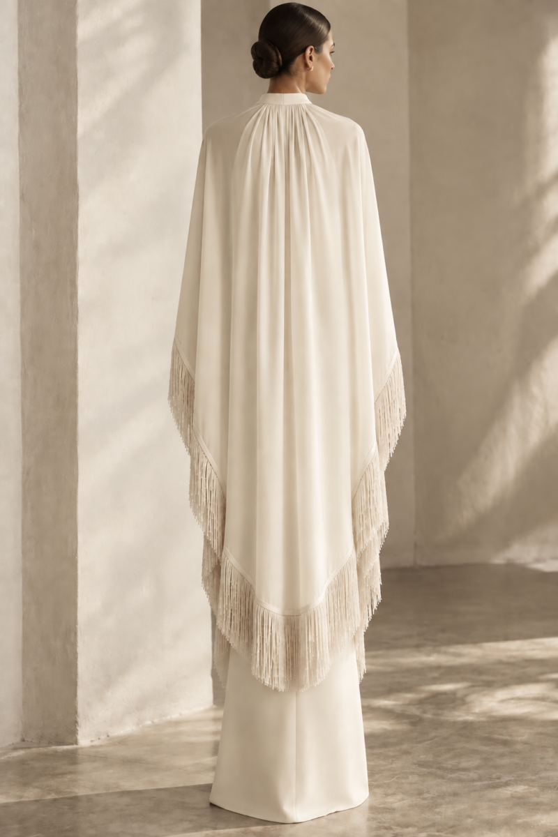 Zoe Chiffon Cape Dress Front