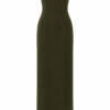 Lara Olive Green Crepe Chain-Drape Maxi Dress by Nana Gotti, front view with elegant round neckline