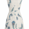 Back view of the Nana Gotti Narin ivory floral lace mini dress featuring blue botanical motifs, structured shoulders, and concealed back zipper.